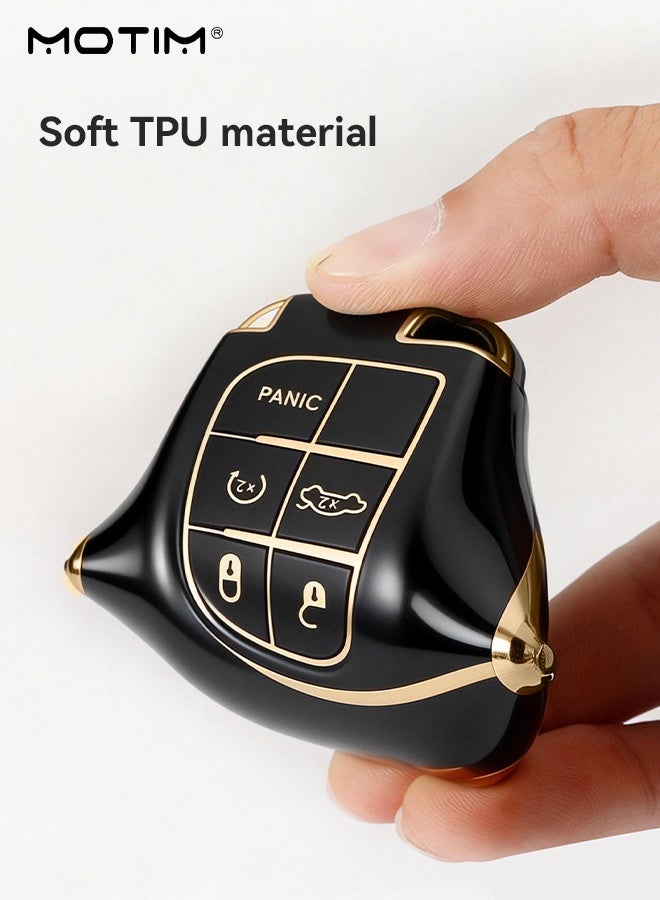 Motim Car Key Fob Cover for Jeep Grand Cherokee Dodge Challenger Charger Dart Durango Journey Chrysler 300 Key Fob, 5 Buttons Replacement Smart Remote Key Fob Cover Case - Image 3